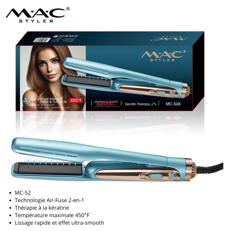 Lisseur-Sèche-Cheveux 2-en-1 à Technologie Avancée – Jusqu’à 450°F